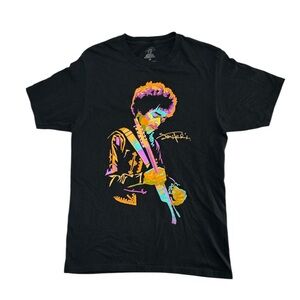 Jimi Hendrix Men's Graphic Chuck Boyd Pop Art Photo T-Shirt Size S Black Rainbow